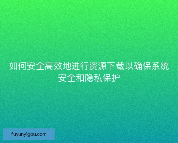 如何安全高效地进行资源下载以确保系统安全和隐私保护