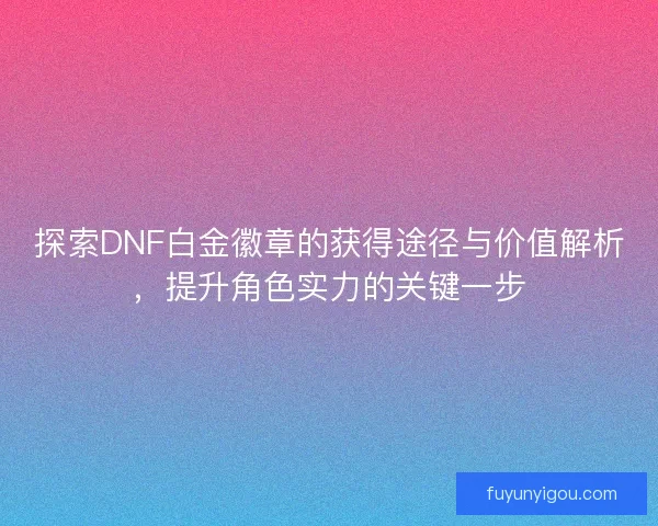 探索DNF白金徽章的获得途径与价值解析，提升角色实力的关键一步