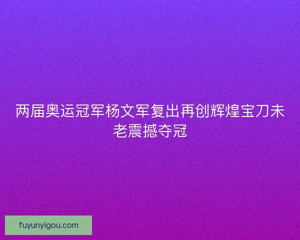 两届奥运冠军杨文军复出再创辉煌宝刀未老震撼夺冠