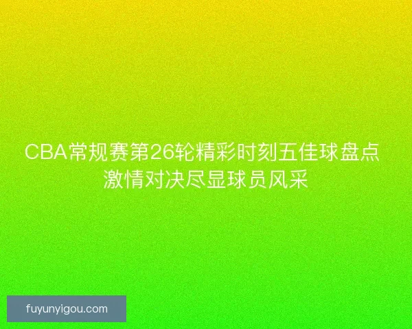 CBA常规赛第26轮精彩时刻五佳球盘点 激情对决尽显球员风采