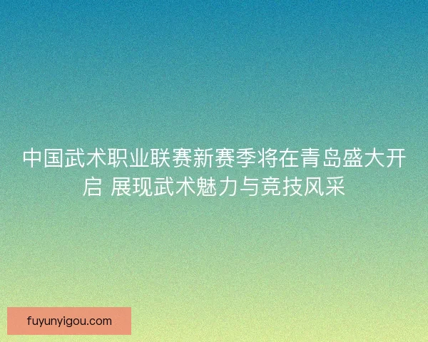 中国武术职业联赛新赛季将在青岛盛大开启 展现武术魅力与竞技风采