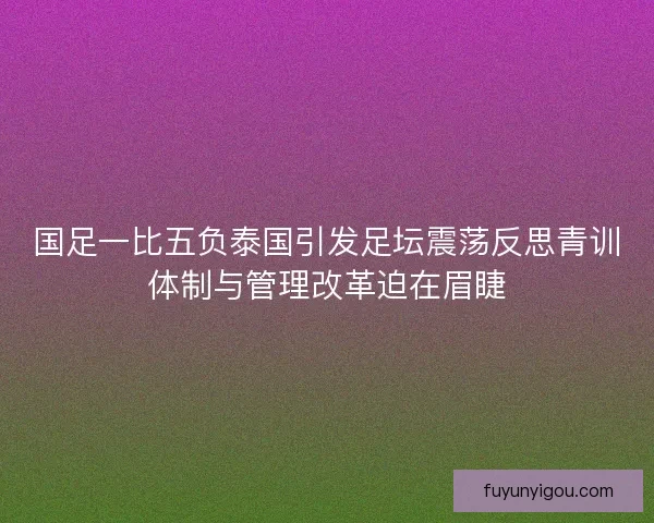 国足一比五负泰国引发足坛震荡反思青训体制与管理改革迫在眉睫